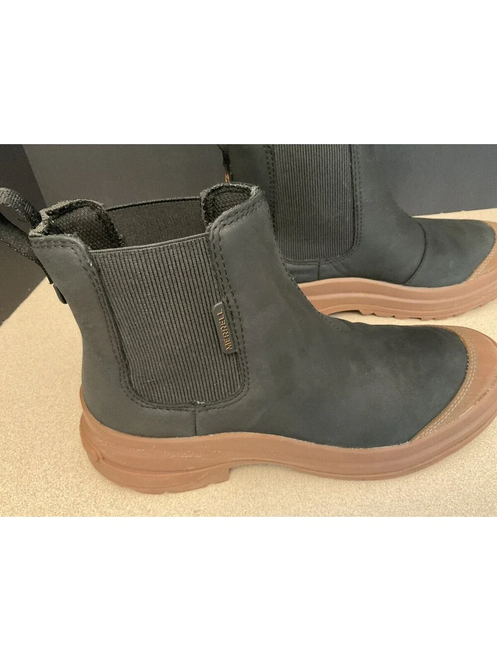 Womens Merrell Harper Pull On Black Waterproof Leather Chelsea Boots. Size 8.5